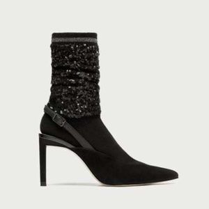 Never worn,zara glitter socks heels